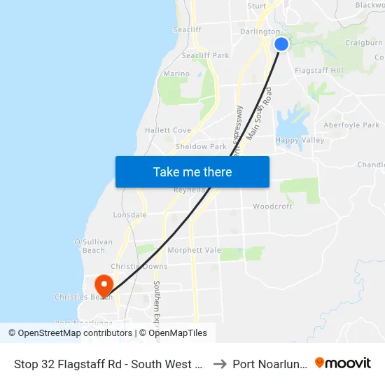 Stop 32 Flagstaff Rd - South West side to Port Noarlunga map