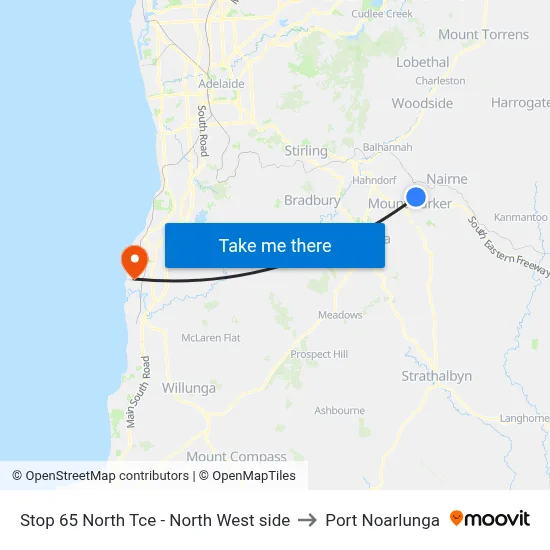 Stop 65 North Tce - North West side to Port Noarlunga map
