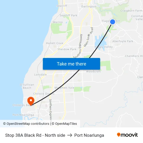 Stop 38A Black Rd - North side to Port Noarlunga map