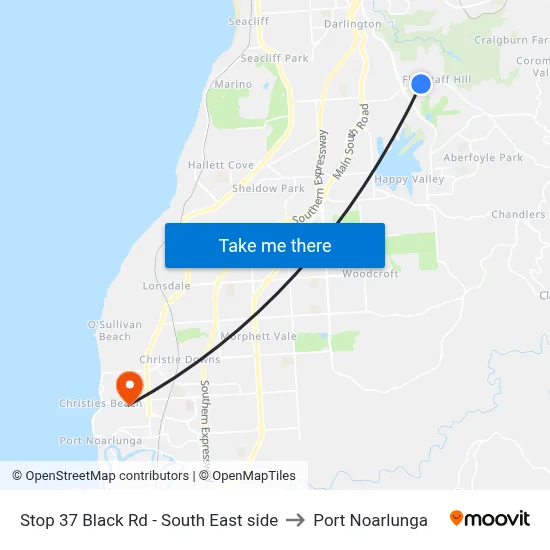 Stop 37 Black Rd - South East side to Port Noarlunga map