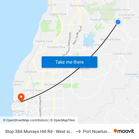 Stop 38A Murrays Hill Rd - West side to Port Noarlunga map