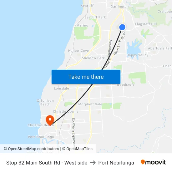 Stop 32 Main South Rd - West side to Port Noarlunga map