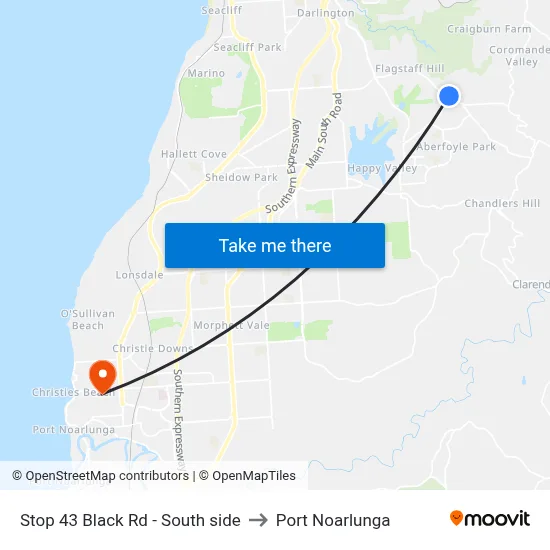 Stop 43 Black Rd - South side to Port Noarlunga map