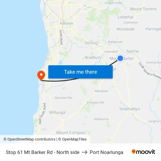 Stop 61 Mt Barker Rd - North side to Port Noarlunga map