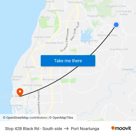 Stop 42B Black Rd - South side to Port Noarlunga map