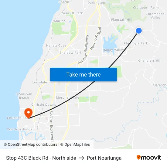 Stop 43C Black Rd - North side to Port Noarlunga map