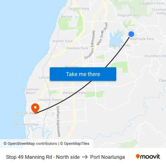 Stop 49 Manning Rd - North side to Port Noarlunga map