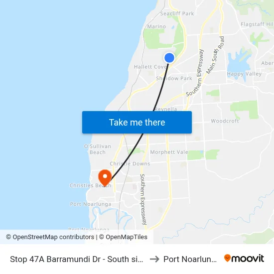 Stop 47A Barramundi Dr - South side to Port Noarlunga map