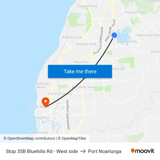 Stop 35B Bluehills Rd - West side to Port Noarlunga map