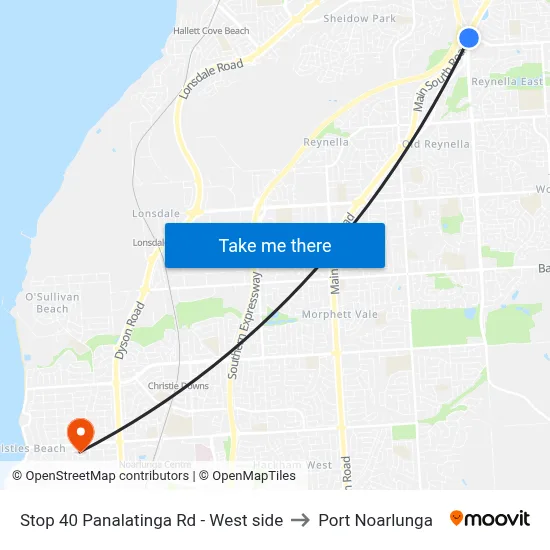Stop 40 Panalatinga Rd - West side to Port Noarlunga map