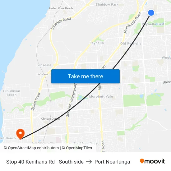 Stop 40 Kenihans Rd - South side to Port Noarlunga map