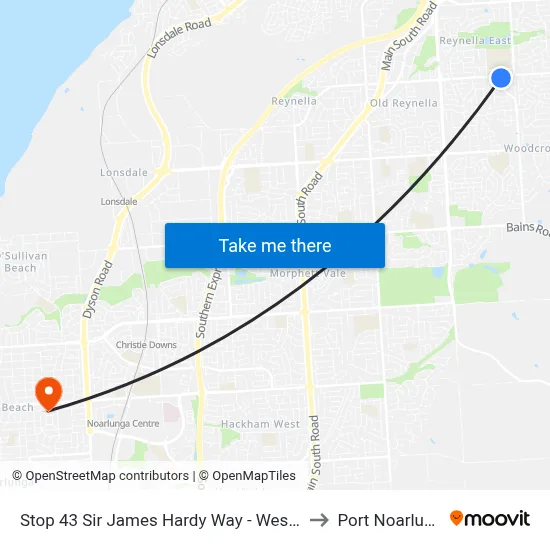 Stop 43 Sir James Hardy Way - West side to Port Noarlunga map