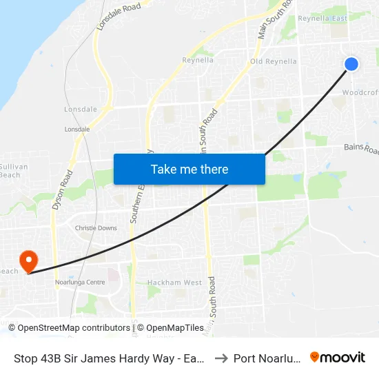 Stop 43B Sir James Hardy Way - East side to Port Noarlunga map