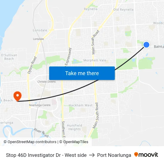 Stop 46D Investigator Dr - West side to Port Noarlunga map
