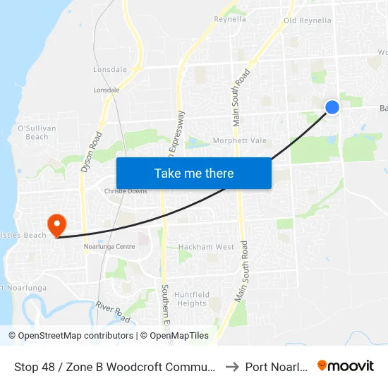 Stop 48 / Zone B Woodcroft Community Centre to Port Noarlunga map