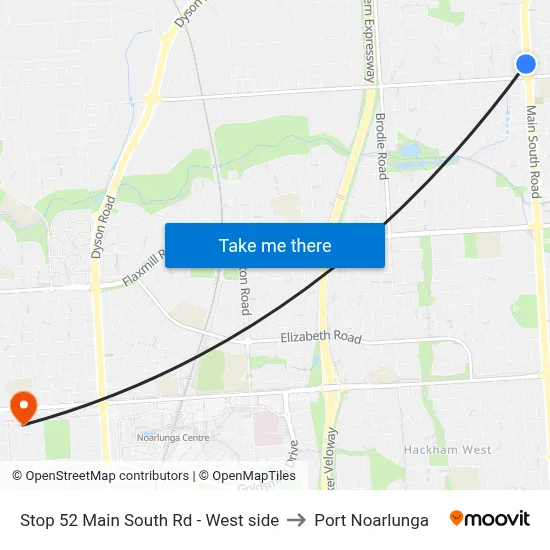 Stop 52 Main South Rd - West side to Port Noarlunga map