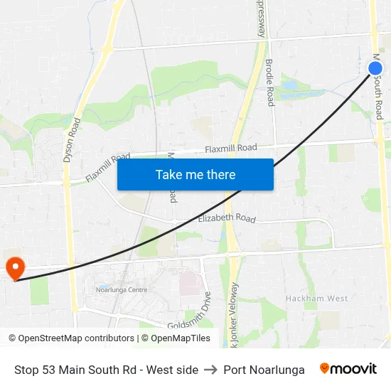 Stop 53 Main South Rd - West side to Port Noarlunga map