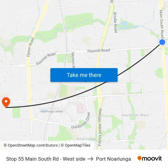 Stop 55 Main South Rd - West side to Port Noarlunga map