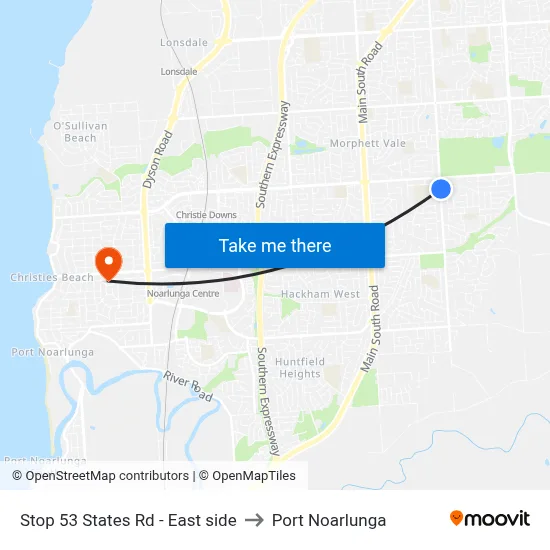 Stop 53 States Rd - East side to Port Noarlunga map