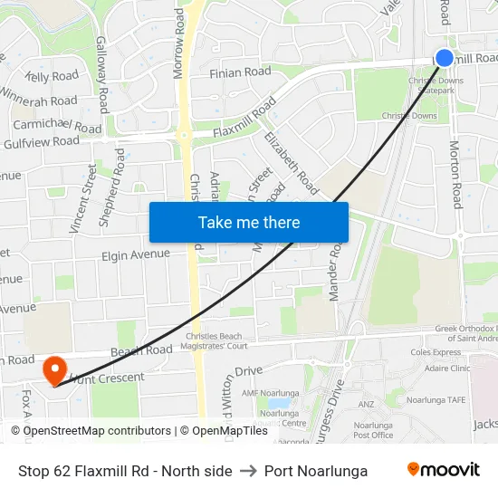 Stop 62 Flaxmill Rd - North side to Port Noarlunga map