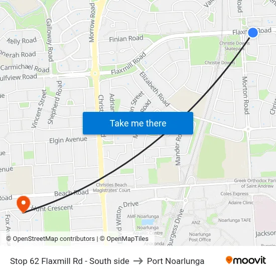 Stop 62 Flaxmill Rd - South side to Port Noarlunga map