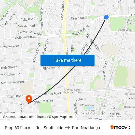 Stop 63 Flaxmill Rd - South side to Port Noarlunga map
