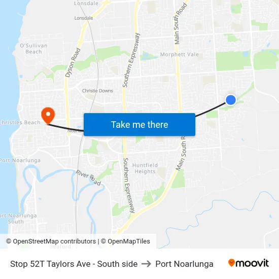 Stop 52T Taylors Ave - South side to Port Noarlunga map