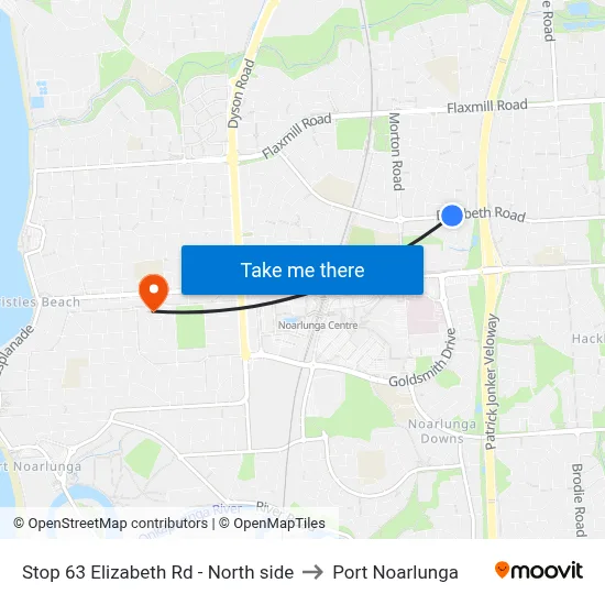 Stop 63 Elizabeth Rd - North side to Port Noarlunga map