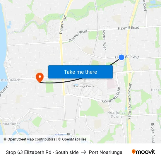 Stop 63 Elizabeth Rd - South side to Port Noarlunga map