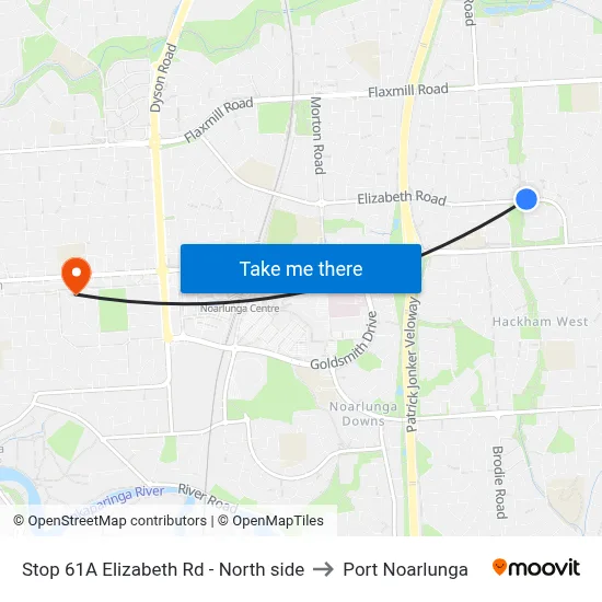 Stop 61A Elizabeth Rd - North side to Port Noarlunga map
