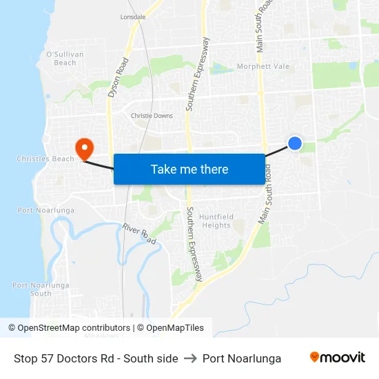 Stop 57 Doctors Rd - South side to Port Noarlunga map