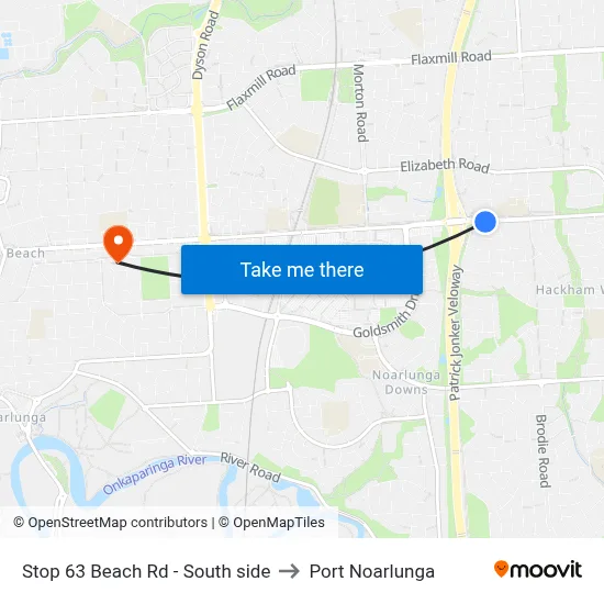 Stop 63 Beach Rd - South side to Port Noarlunga map