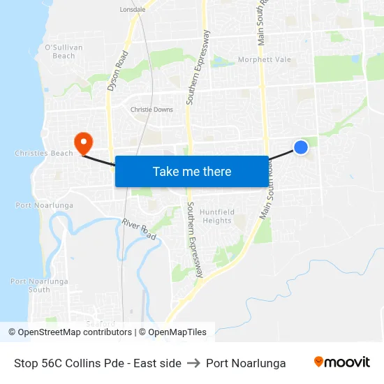 Stop 56C Collins Pde - East side to Port Noarlunga map