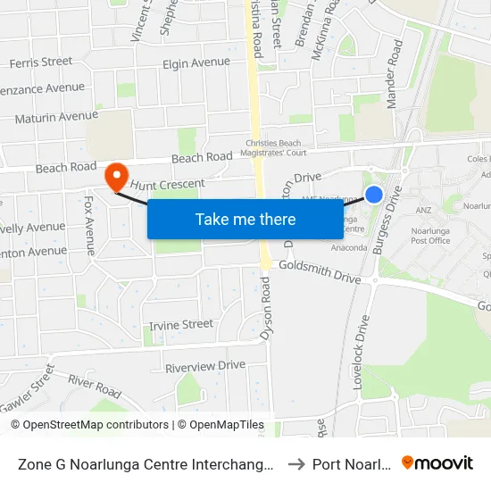 Zone G Noarlunga Centre Interchange - East side to Port Noarlunga map