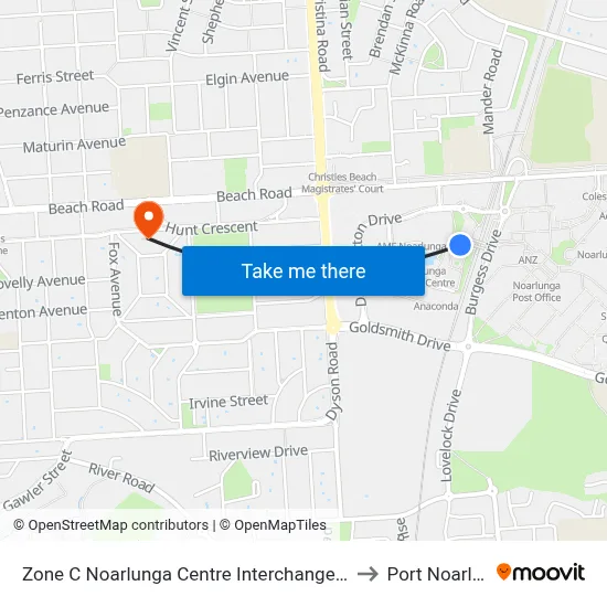 Zone C Noarlunga Centre Interchange - West side to Port Noarlunga map