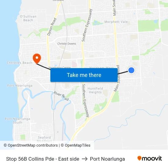 Stop 56B Collins Pde - East side to Port Noarlunga map