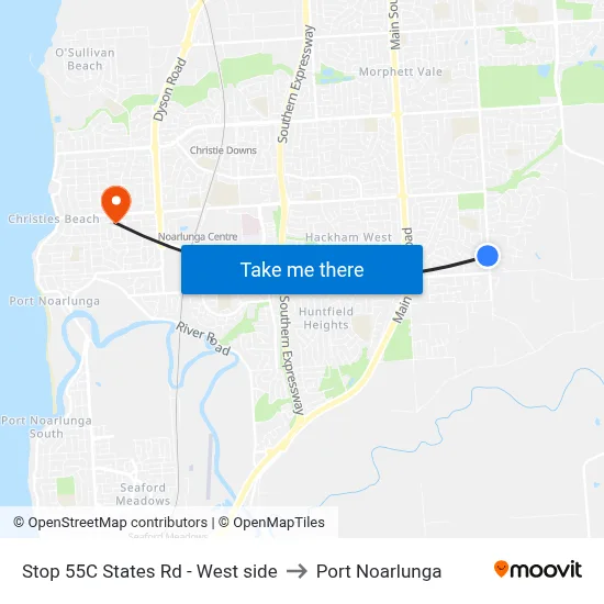 Stop 55C States Rd - West side to Port Noarlunga map