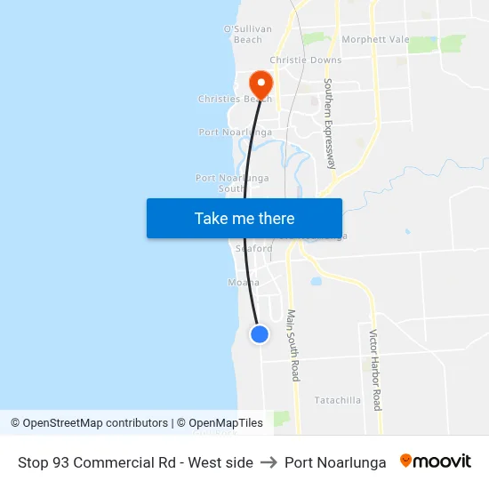 Stop 93 Commercial Rd - West side to Port Noarlunga map
