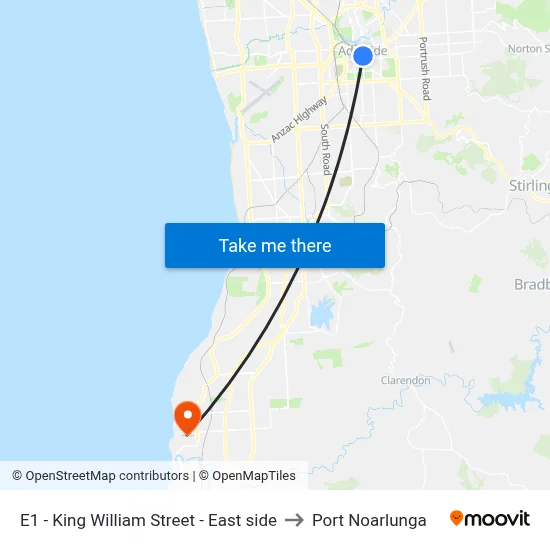 E1 - King William Street - East side to Port Noarlunga map