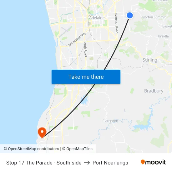 Stop 17 The Parade - South side to Port Noarlunga map