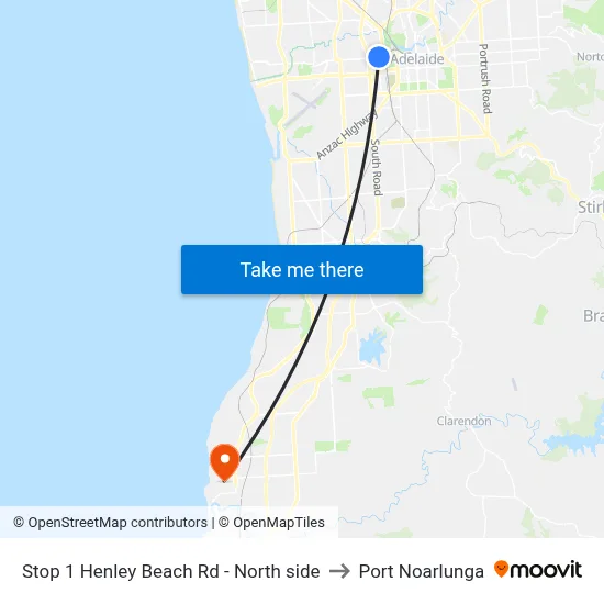 Stop 1 Henley Beach Rd - North side to Port Noarlunga map
