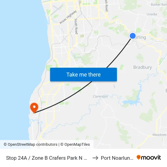 Stop 24A / Zone B Crafers Park N Ride to Port Noarlunga map
