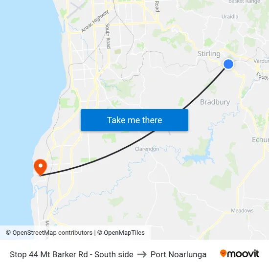 Stop 44 Mt Barker Rd - South side to Port Noarlunga map