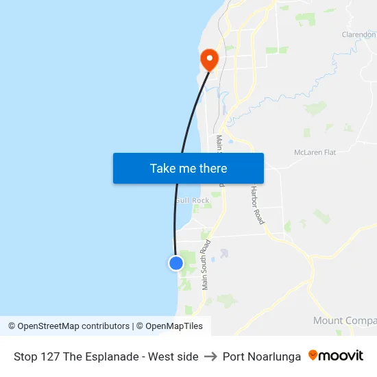 Stop 127 The Esplanade - West side to Port Noarlunga map