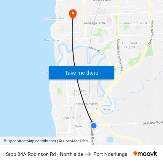 Stop 84A Robinson Rd - North side to Port Noarlunga map