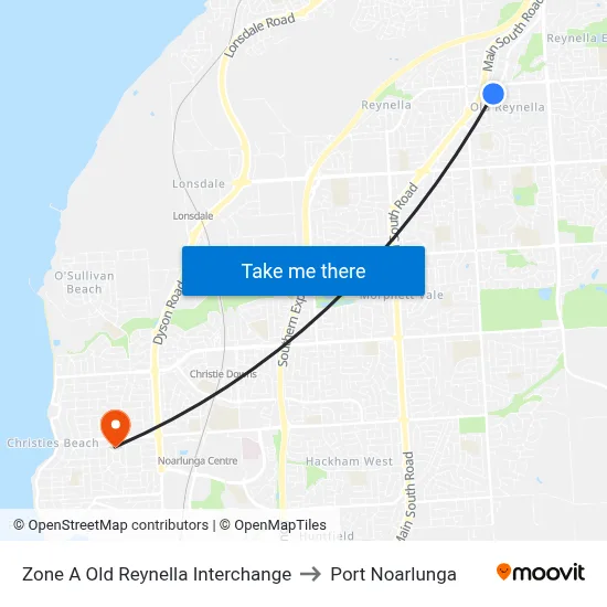 Zone A Old Reynella Interchange to Port Noarlunga map