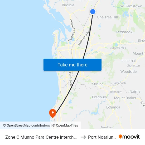Zone C Munno Para Centre Interchange to Port Noarlunga map