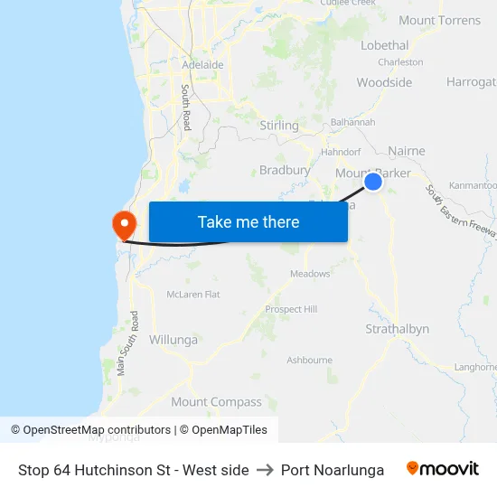 Stop 64 Hutchinson St - West side to Port Noarlunga map