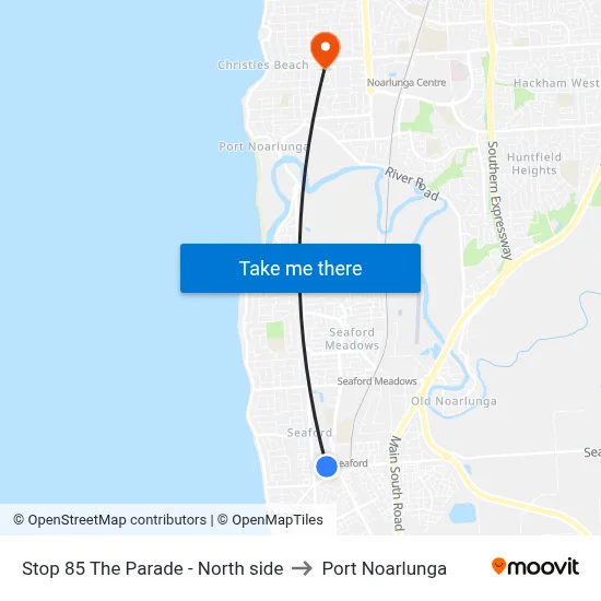 Stop 85 The Parade - North side to Port Noarlunga map