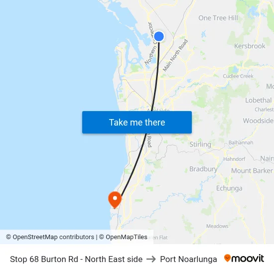 Stop 68 Burton Rd - North East side to Port Noarlunga map